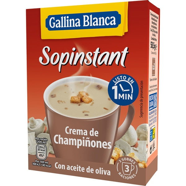 Sopinstant - Crema de champiñones - Gallina Blanca (3 X 165 Gr.)