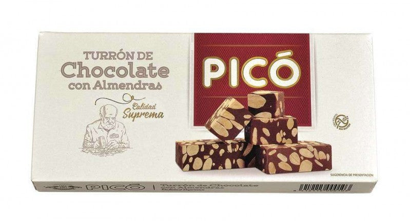 ¡Sumérgete en la tradición y el sabor de España con nuestro Turrón de Chocolate con almendras de la prestigiosa marca PICÓ! Tu tienda en Suiza